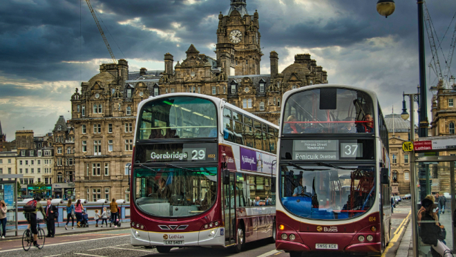 Two Lothian buses in Edinburgh