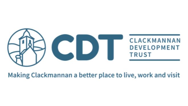 CDT Clackmannanshire logo with a circular icon on the left and the text “CDT Clackmannanshire” alongside the tagline “Making Clackmannanshire a better place to live, work and visit.”