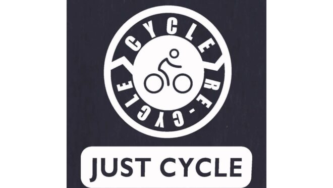 Just Cycle logo featuring a bicycle icon inside a circular badge, with the words “CATCH…” forming part of the circle and “JUST CYCLE” in bold text below.